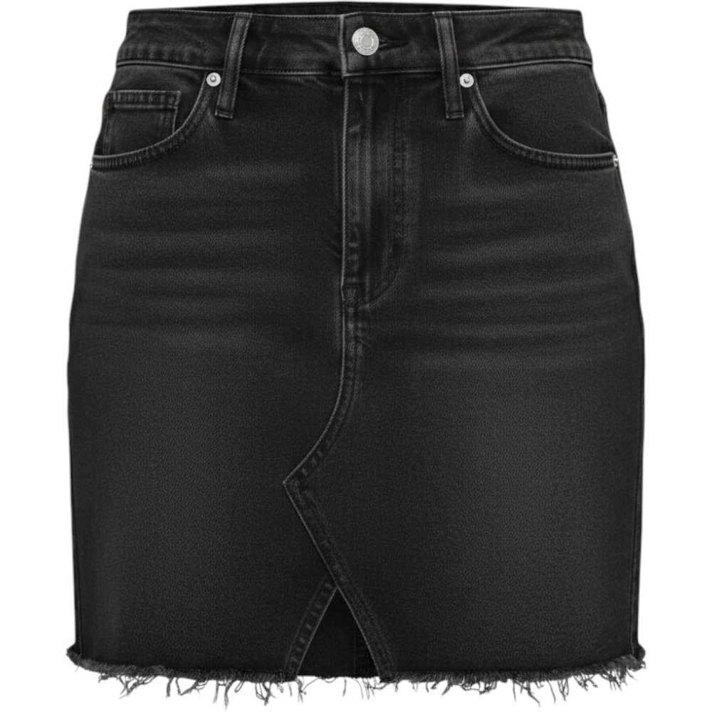 Madewell Denim Mini Skirt Womens Size 26 Black Raw Hem Frayed Casual Washed